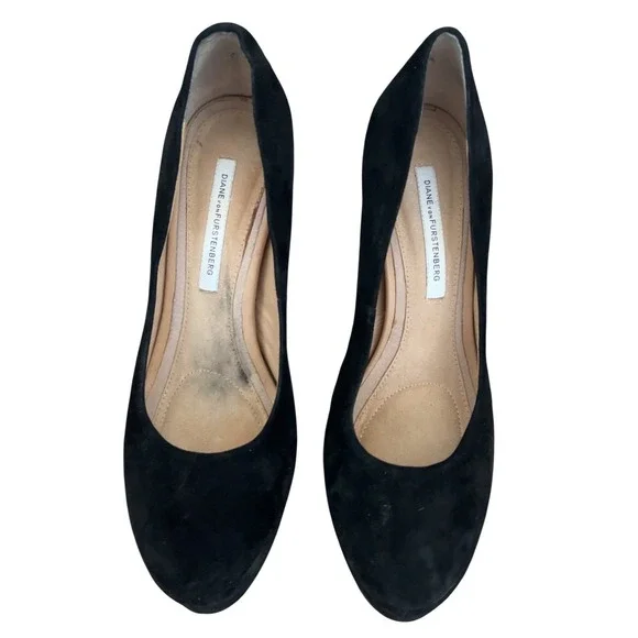 Diane von Furstenberg black "suede/nubuck" platform pumps SZ: 8.5 - Picture 2 of 10